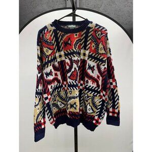 Cabin Creek Vintage Pattern Crewneck Knit Sweater